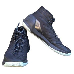 UNDER ARMOUR CURRY 3 1269279-004 MENS BASKETBALL SHOES BLACK CAROLINA BLUE SZ 9